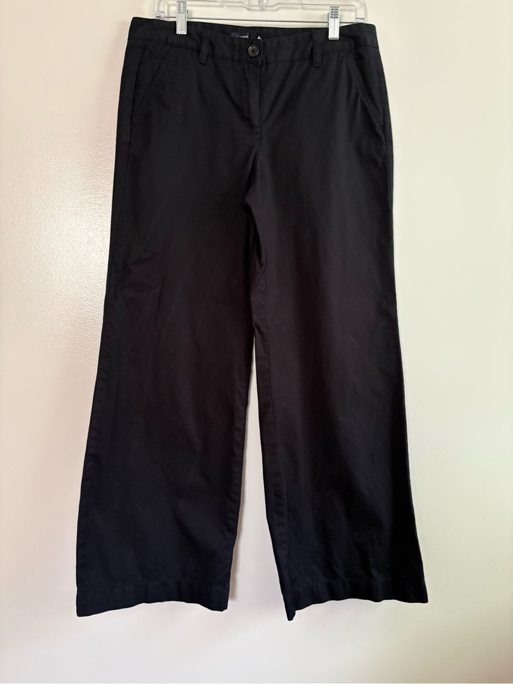 Lands' End Women’s Black High-Rise Wide Leg Chino Crop Pants Size 8